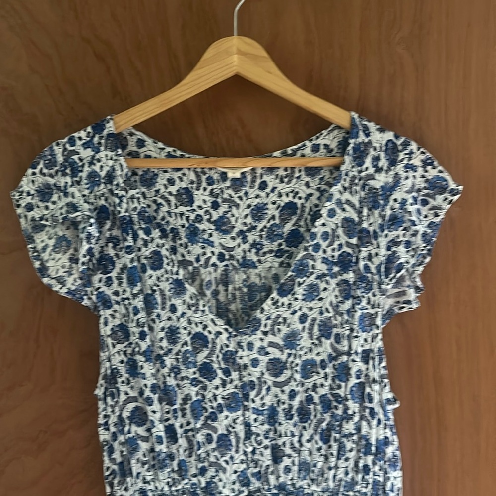 Lucky Brand blue floral print high low dress